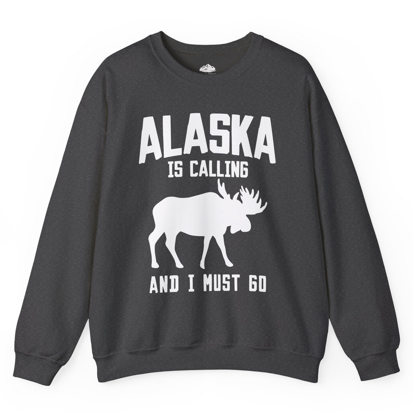 Alaska Is Calling Moose Silhouette Shirt Sweatshirt – Dark Heather – Alaska Cruise Shirts