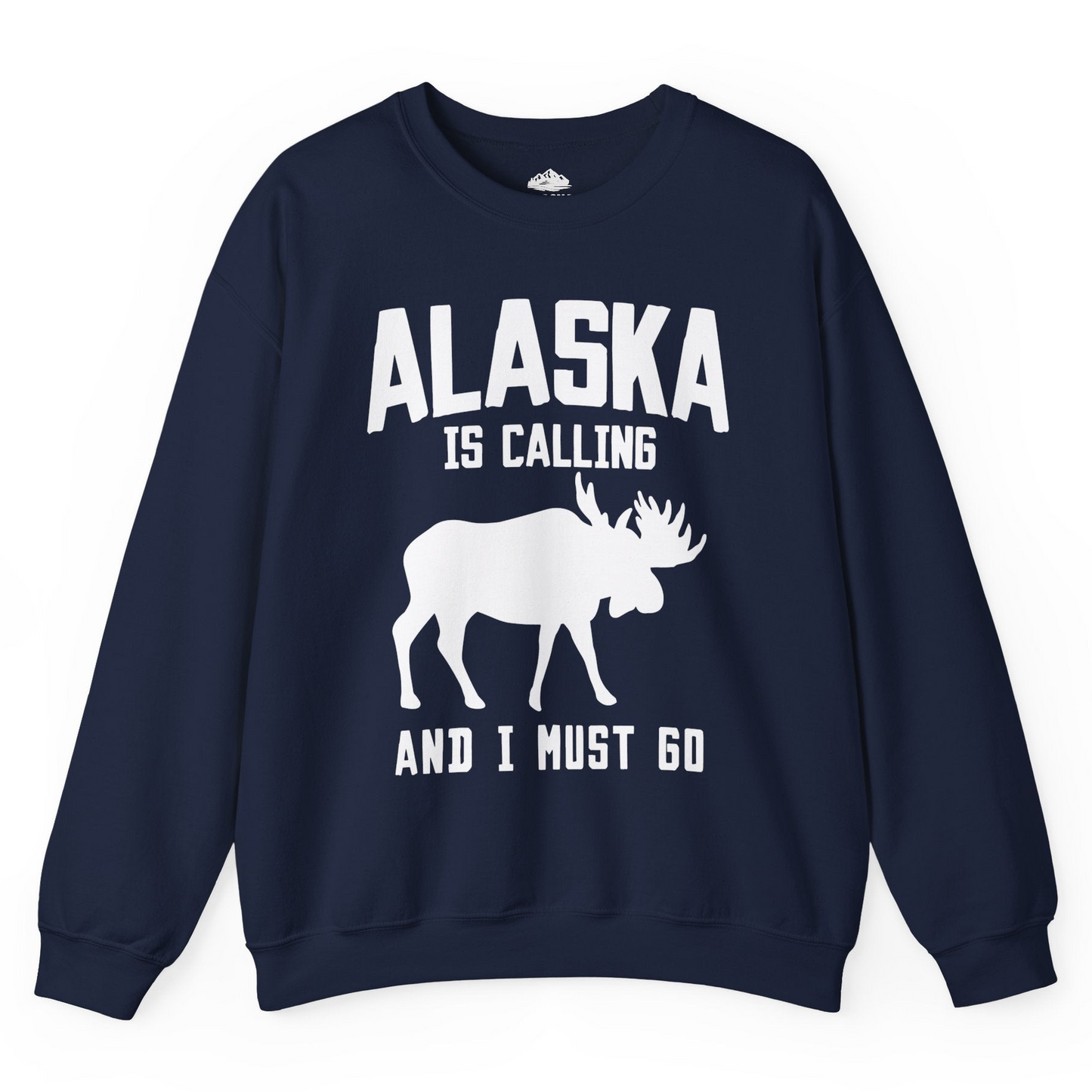 Alaska Is Calling Moose Silhouette Shirt Sweatshirt – Navy – Alaska Cruise Shirts