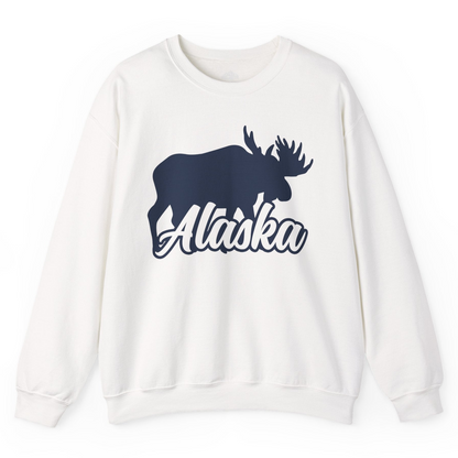 Alaska Moose Wildlife Silhouette Shirt Sweatshirt – White – Alaska Cruise Shirts