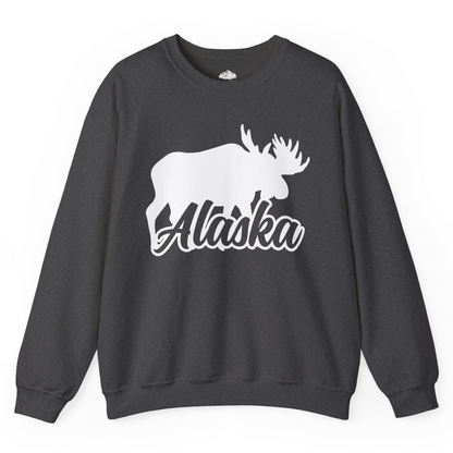 Alaska Moose Wildlife Silhouette Shirt Sweatshirt – Dark Heather – Alaska Cruise Shirts