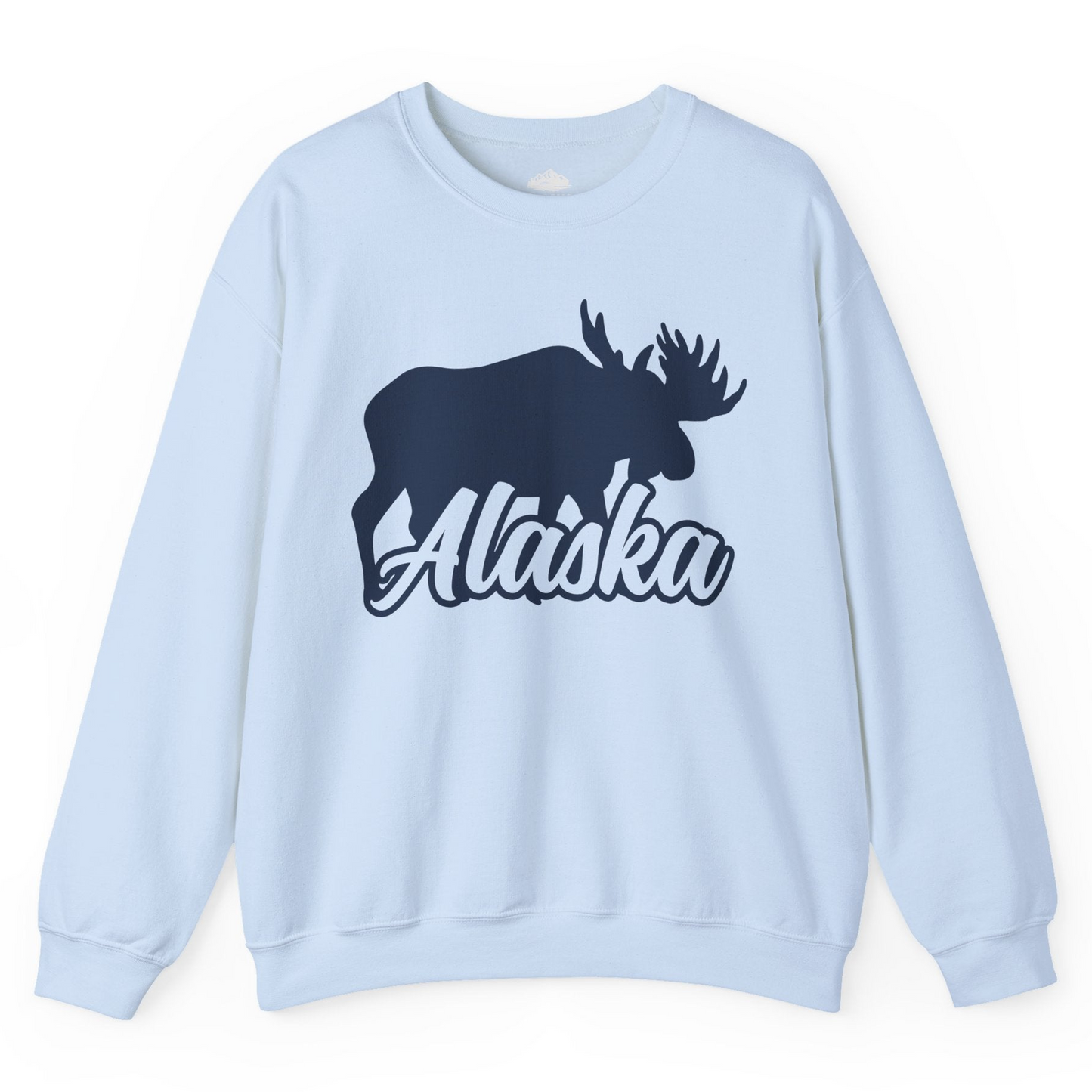Alaska Moose Wildlife Silhouette Shirt Sweatshirt – Light Blue – Alaska Cruise Shirts