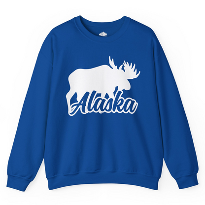 Alaska Moose Wildlife Silhouette Shirt Sweatshirt – Royal – Alaska Cruise Shirts