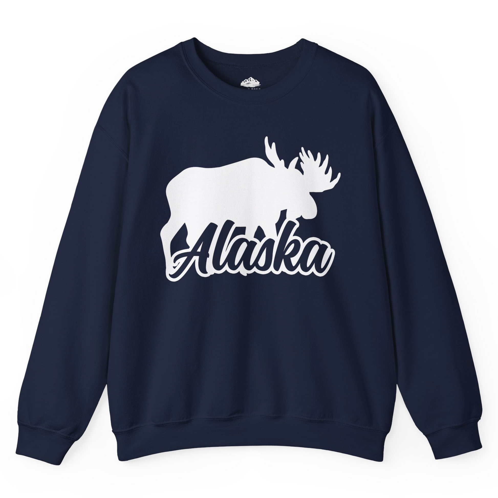 Alaska Moose Wildlife Silhouette Shirt Sweatshirt – Navy – Alaska Cruise Shirts