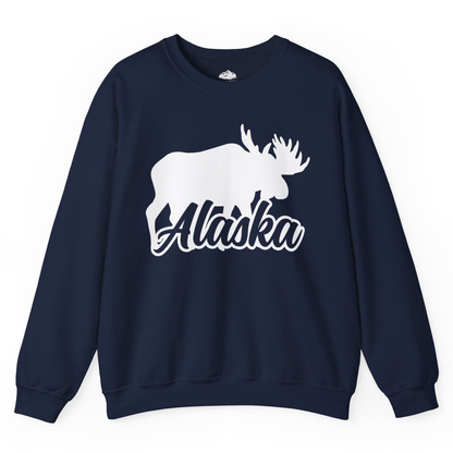 Alaska Moose Wildlife Silhouette Shirt Sweatshirt – Navy – Alaska Cruise Shirts