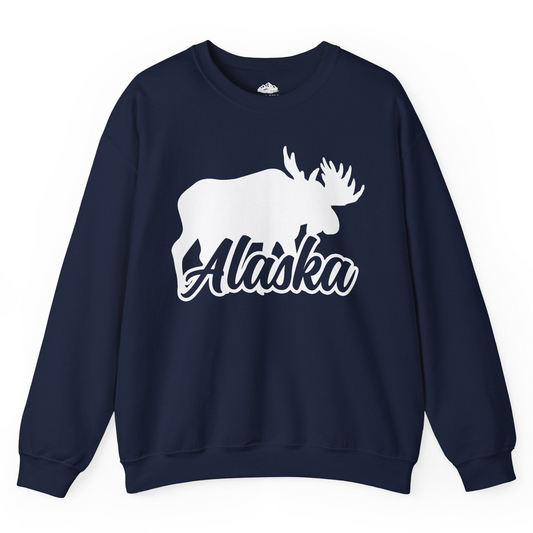 Alaska Moose Wildlife Silhouette Shirt Sweatshirt – Navy – Alaska Cruise Shirts