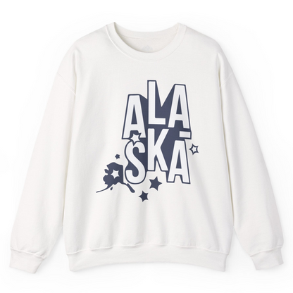 Alaska Stars Bold Typography Shirt Sweatshirt – White – Alaska Cruise Shirts