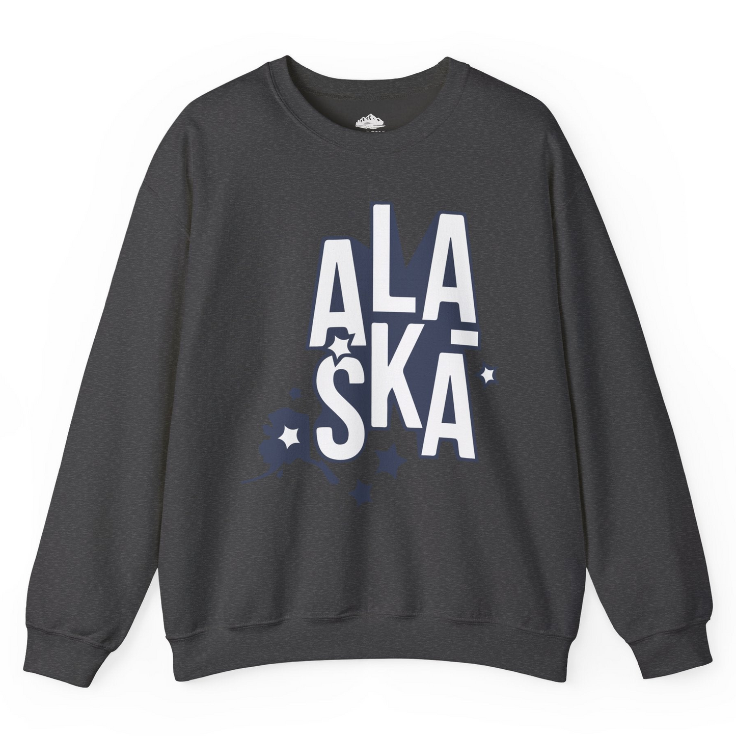 Alaska Stars Bold Typography Shirt Sweatshirt – Dark Heather – Alaska Cruise Shirts