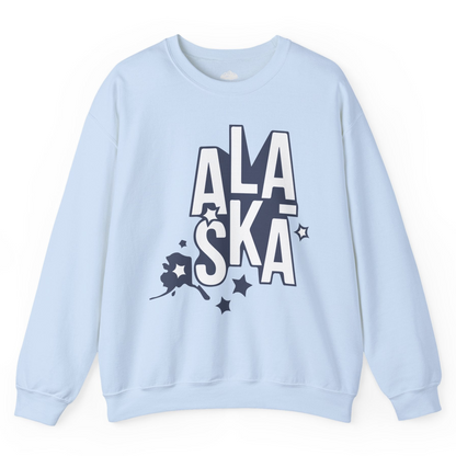 Alaska Stars Bold Typography Shirt Sweatshirt – Light Blue – Alaska Cruise Shirts