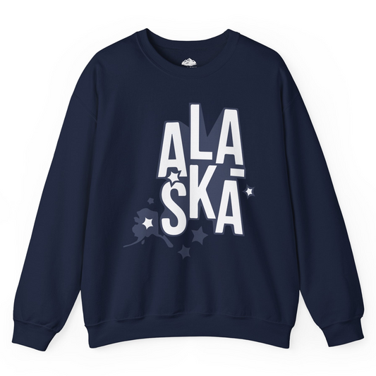 Alaska Stars Bold Typography Shirt Sweatshirt – Navy – Alaska Cruise Shirts