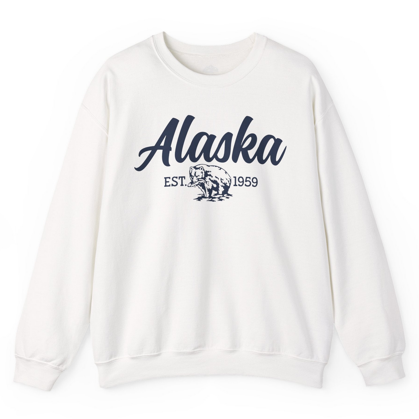 Alaska Bear Est 1959 Vintage Wildlife Graphic Monochrome Shirt — Sweatshirt Sweatshirt – White – Alaska Cruise Shirts
