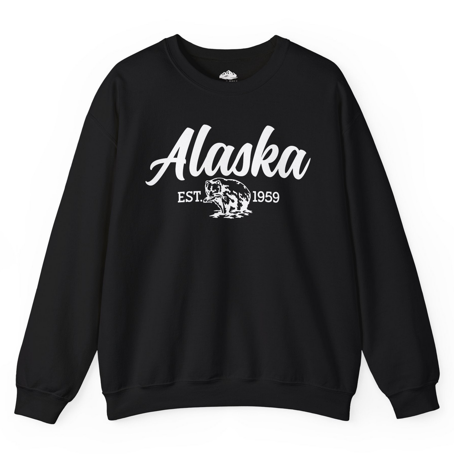 Alaska Bear Est 1959 Vintage Wildlife Graphic Monochrome Shirt — Sweatshirt Sweatshirt – Black – Alaska Cruise Shirts