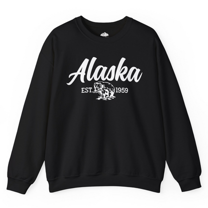 Alaska Bear Est 1959 Vintage Wildlife Graphic Monochrome Shirt — Sweatshirt Sweatshirt – Black – Alaska Cruise Shirts
