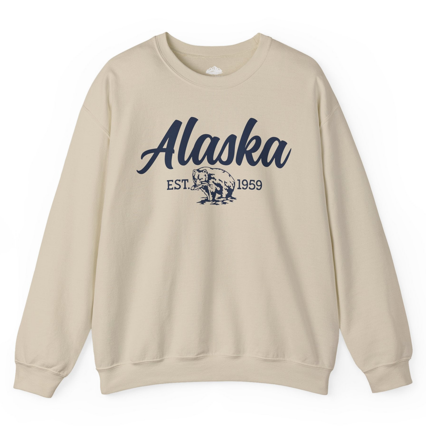 Alaska Bear Est 1959 Vintage Wildlife Graphic Monochrome Shirt — Sweatshirt Sweatshirt – Sand – Alaska Cruise Shirts