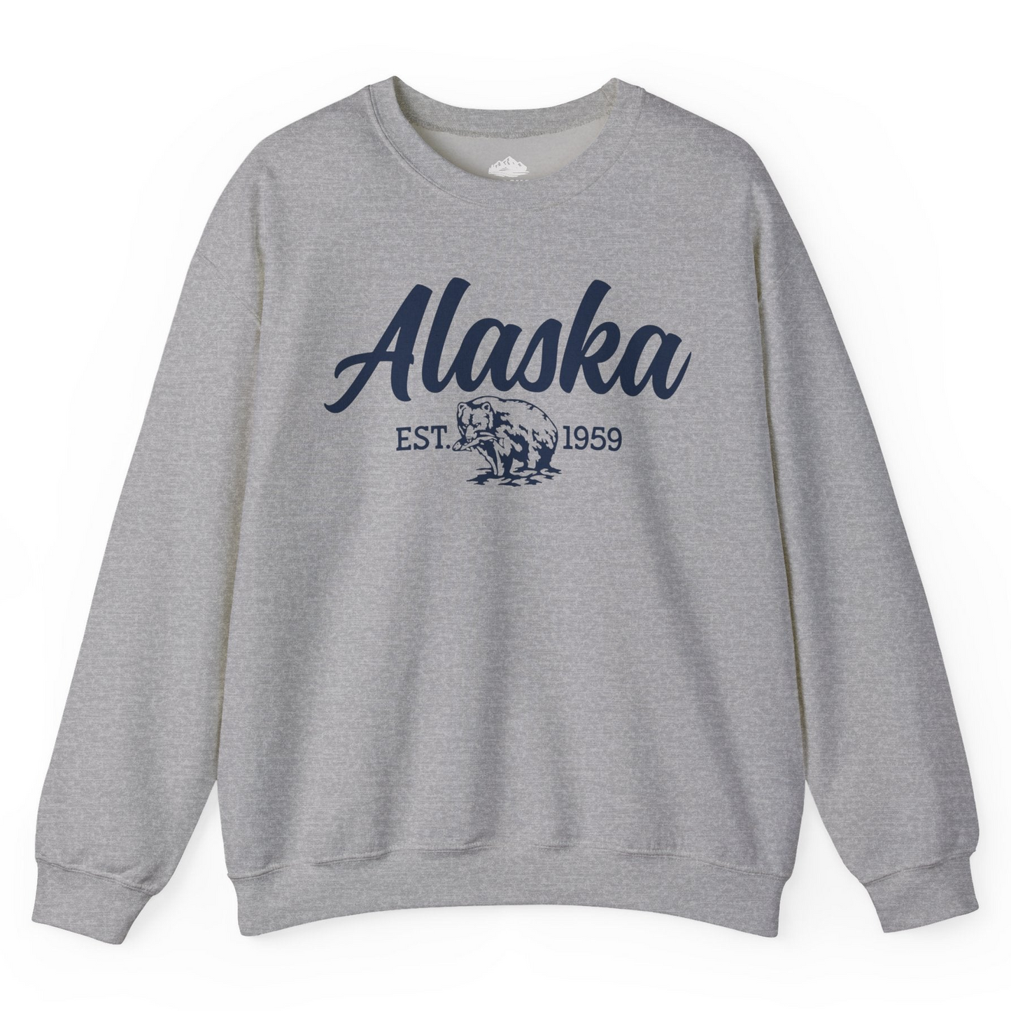 Alaska Bear Est 1959 Vintage Wildlife Graphic Monochrome Shirt — Sweatshirt Sweatshirt – Sport Grey – Alaska Cruise Shirts