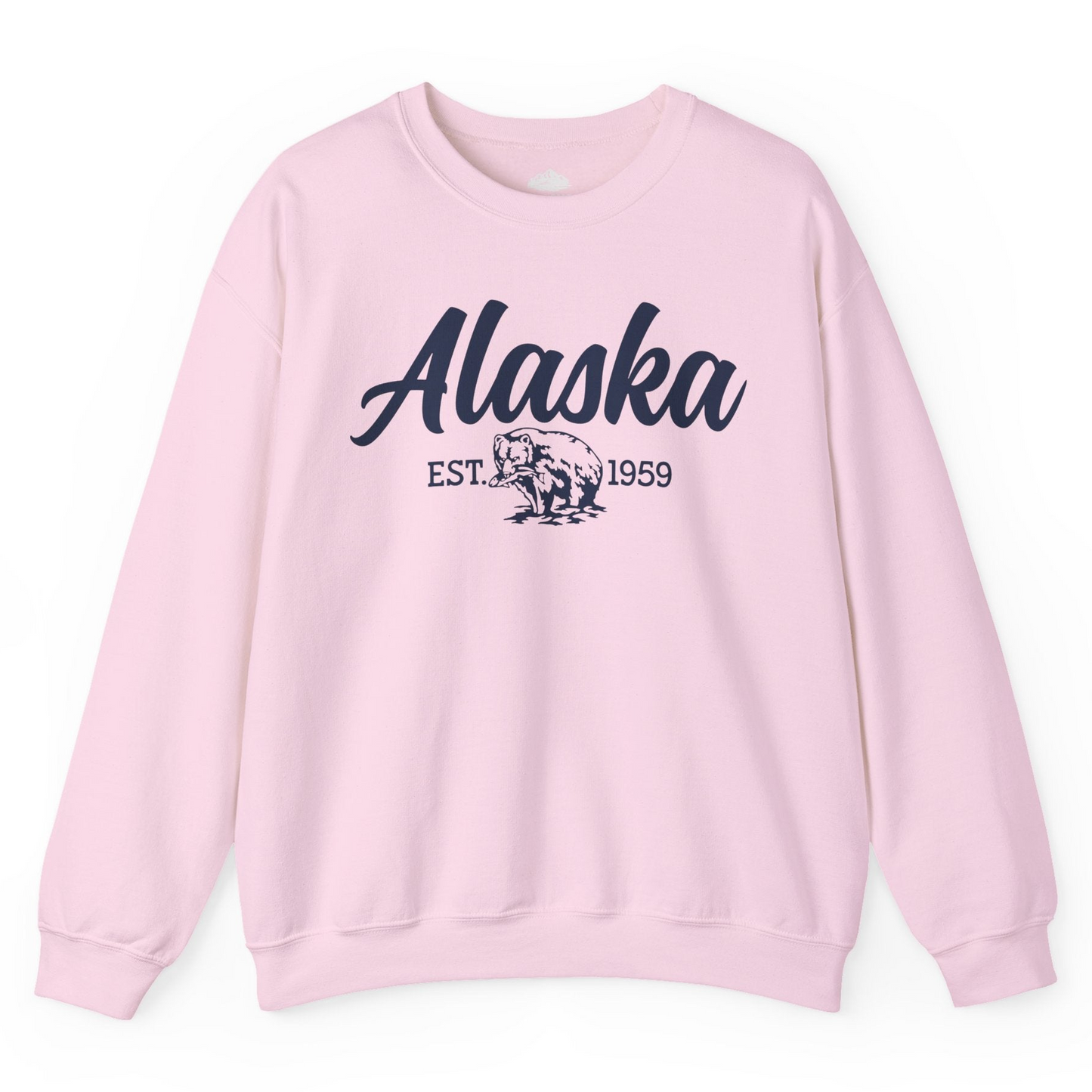 Alaska Bear Est 1959 Vintage Wildlife Graphic Monochrome Shirt — Sweatshirt Sweatshirt – Light Pink – Alaska Cruise Shirts