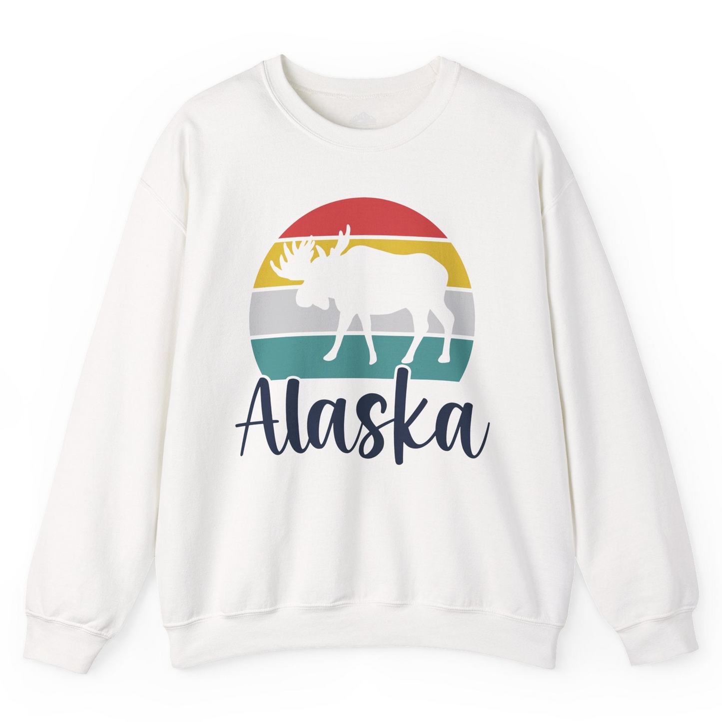 Retro Alaska Moose Silhouette Shirt Sweatshirt – White – Alaska Cruise Shirts