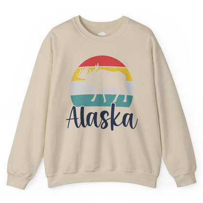Retro Alaska Moose Silhouette Shirt Sweatshirt – Sand – Alaska Cruise Shirts
