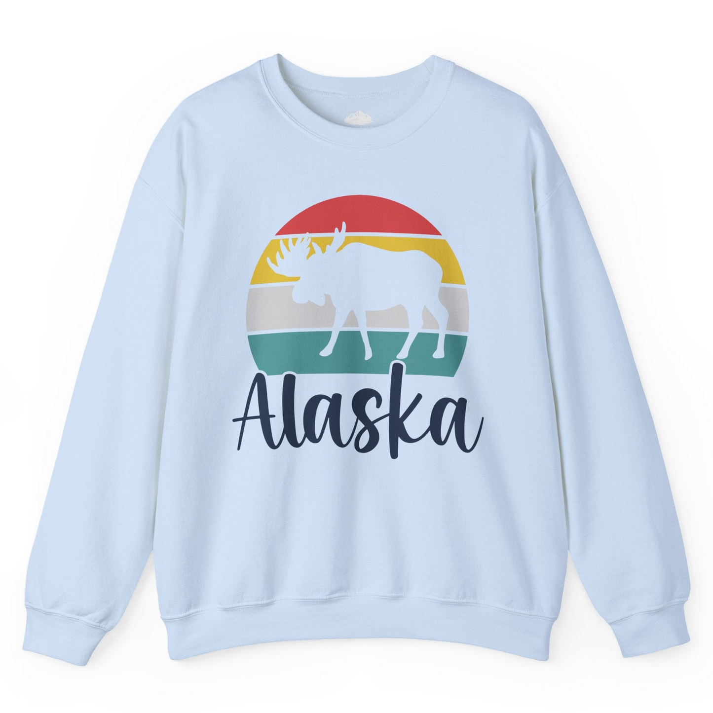 Retro Alaska Moose Silhouette Shirt Sweatshirt – Light Blue – Alaska Cruise Shirts