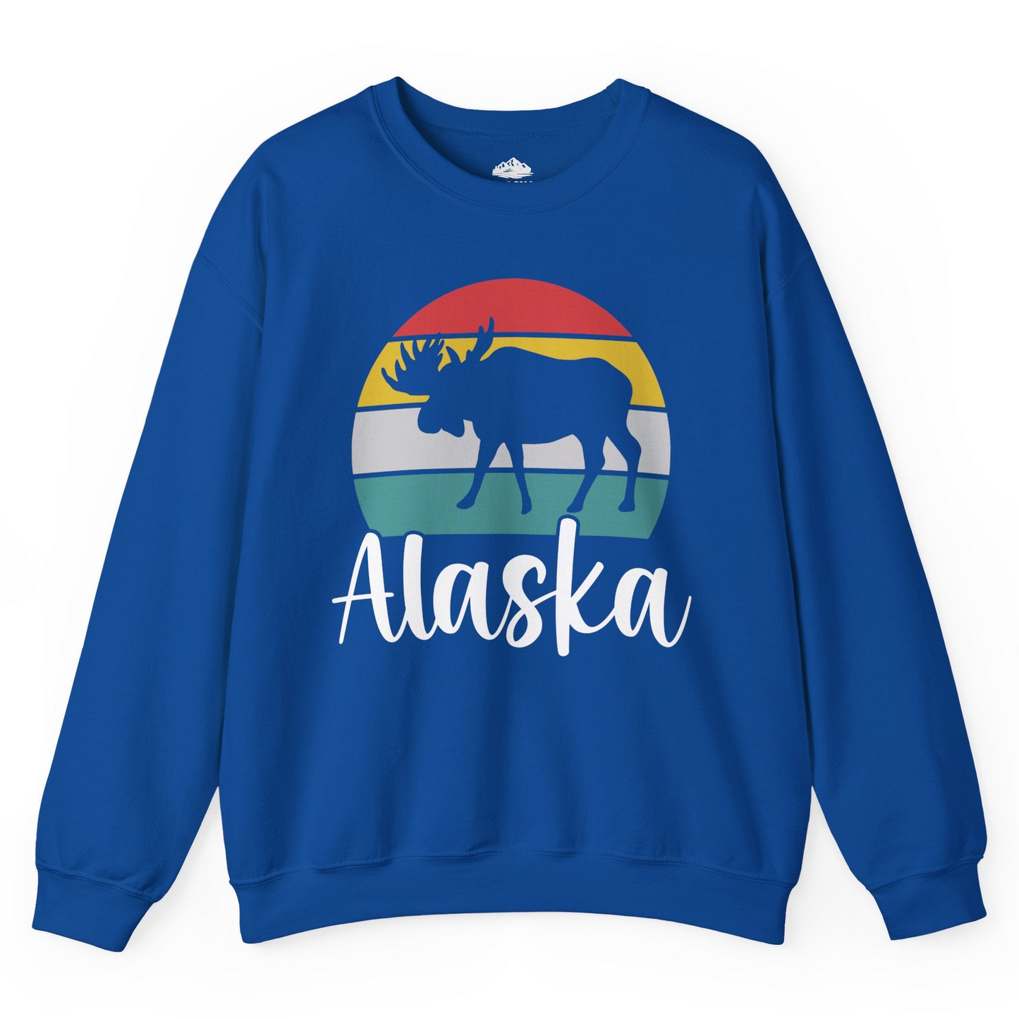 Retro Alaska Moose Silhouette Shirt Sweatshirt – Royal – Alaska Cruise Shirts