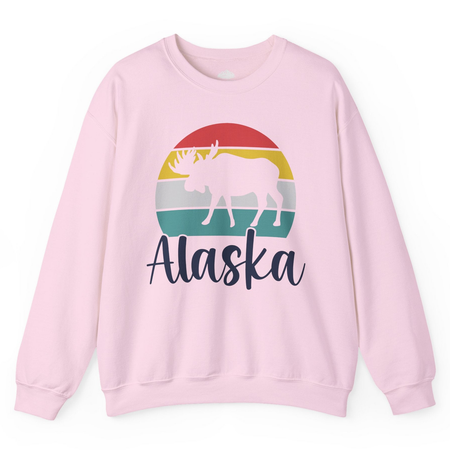Retro Alaska Moose Silhouette Shirt Sweatshirt – Light Pink – Alaska Cruise Shirts