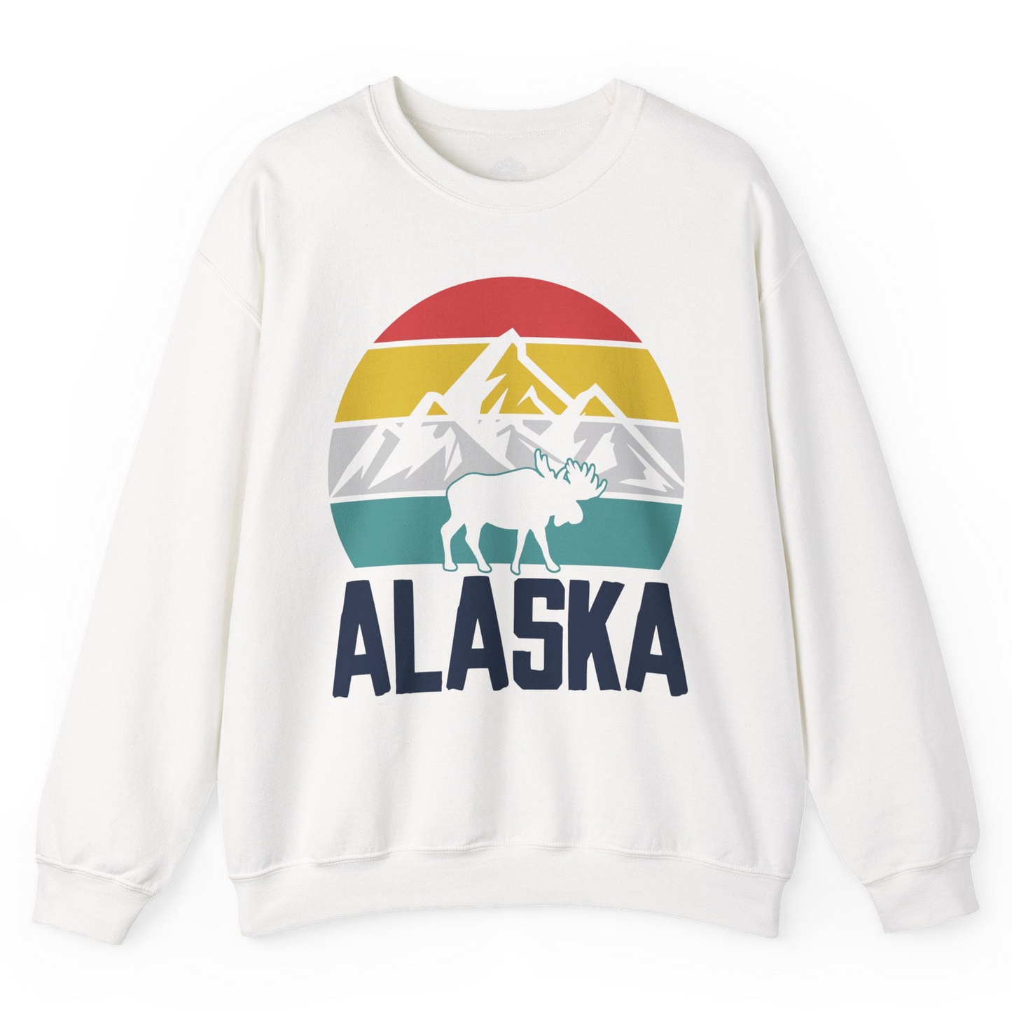Retro Alaska Moose Silhouette Shirt Sweatshirt – White – Alaska Cruise Shirts
