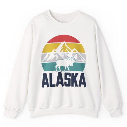 Retro Alaska Moose Silhouette Shirt Sweatshirt – White – Alaska Cruise Shirts