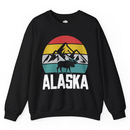 Retro Alaska Moose Silhouette Shirt Sweatshirt – Black – Alaska Cruise Shirts