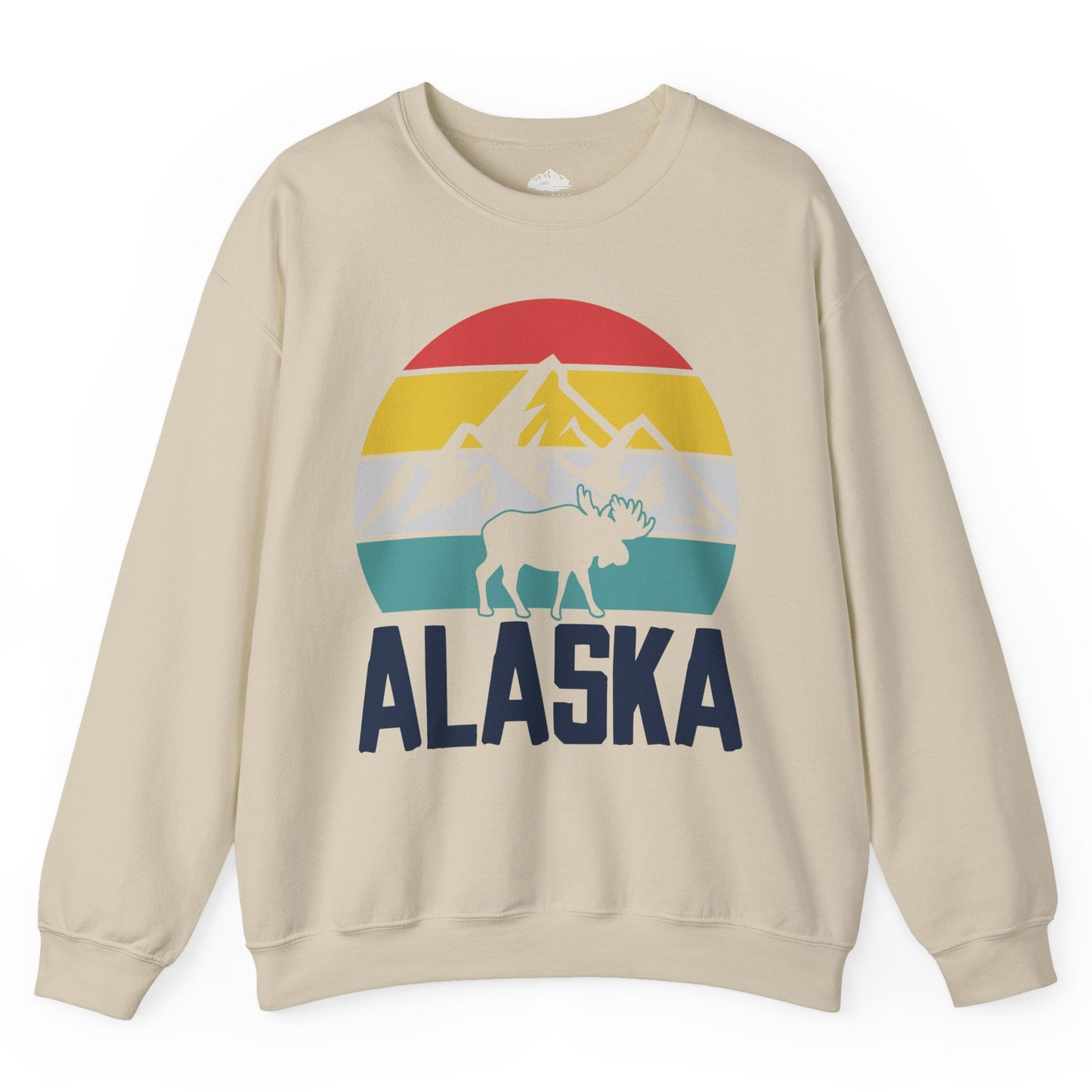 Retro Alaska Moose Silhouette Shirt Sweatshirt – Sand – Alaska Cruise Shirts