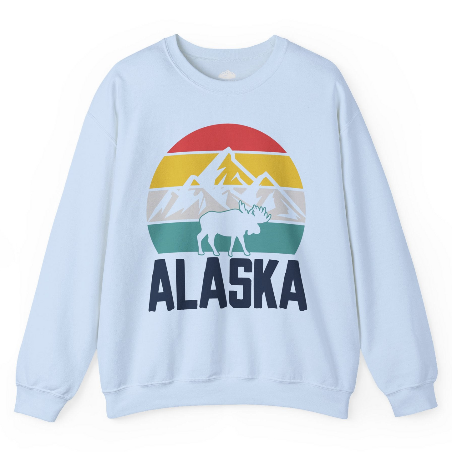 Retro Alaska Moose Silhouette Shirt Sweatshirt – Light Blue – Alaska Cruise Shirts