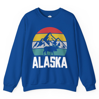 Retro Alaska Moose Silhouette Shirt Sweatshirt – Royal – Alaska Cruise Shirts