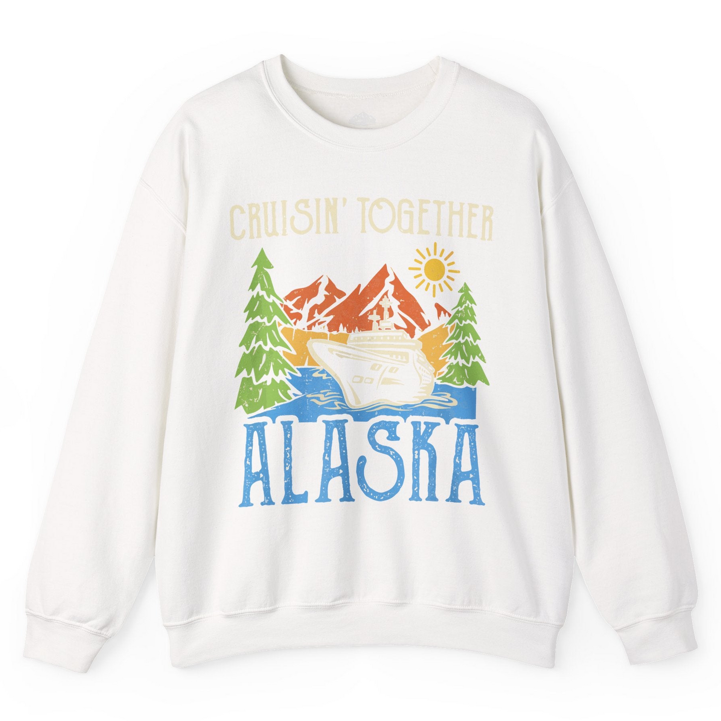 Alaska Cruise Adventure Nature Landscape Retro Family Shirt — Sweatshirt Sweatshirt – White – Alaska Cruise Shirts