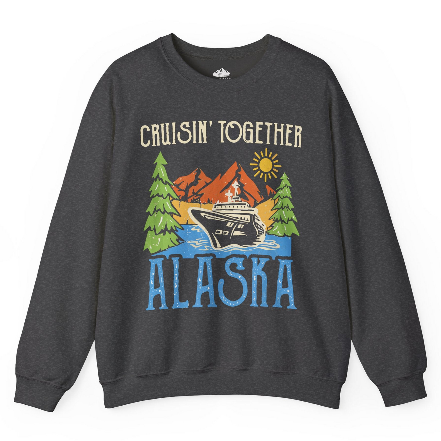 Alaska Cruise Adventure Nature Landscape Retro Family Shirt — Sweatshirt Sweatshirt – Dark Heather – Alaska Cruise Shirts