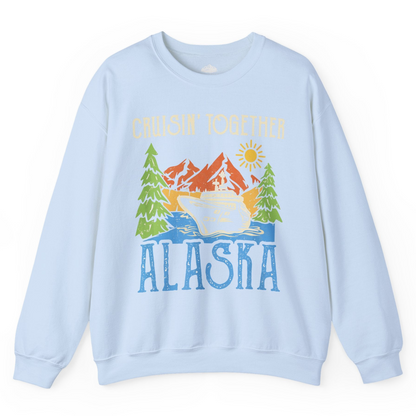 Alaska Cruise Adventure Nature Landscape Retro Family Shirt — Sweatshirt Sweatshirt – Light Blue – Alaska Cruise Shirts