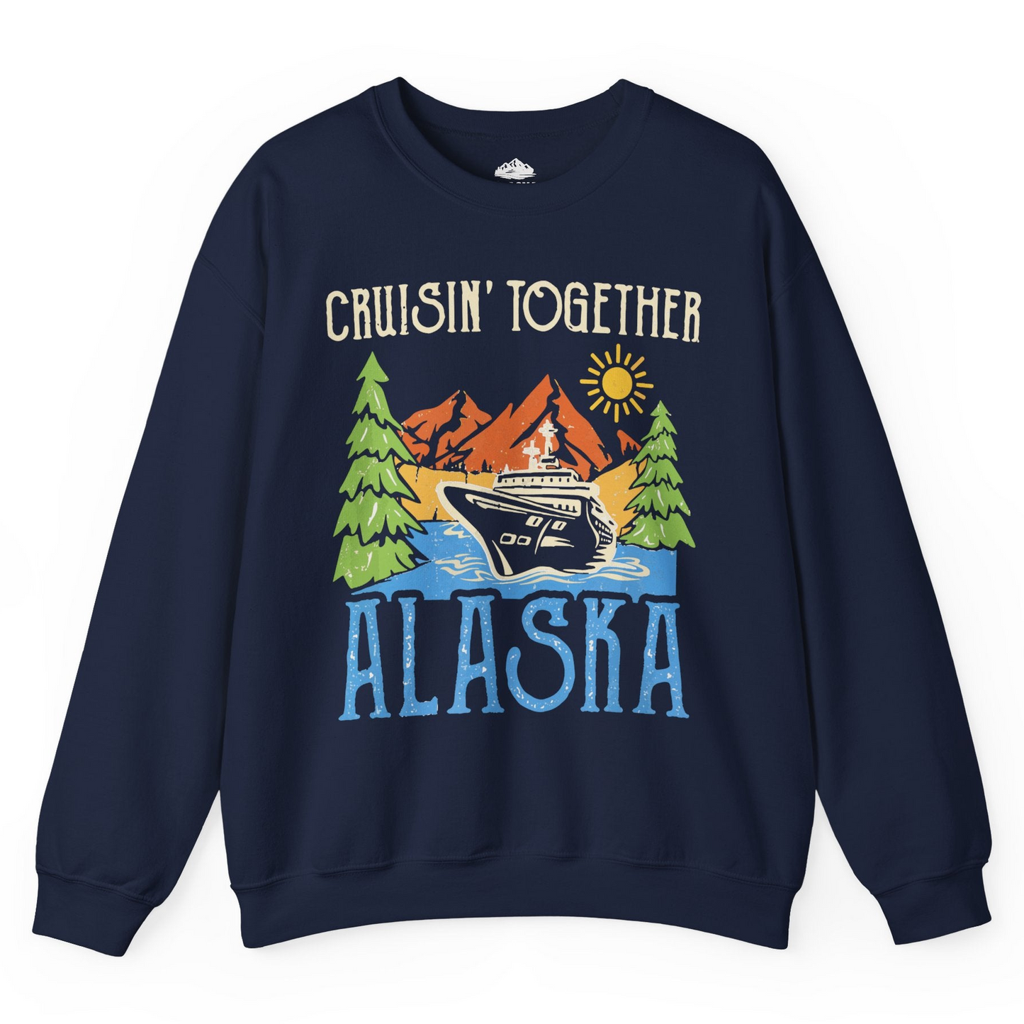Alaska Cruise Adventure Nature Landscape Retro Family Shirt — Sweatshirt Sweatshirt – Navy – Alaska Cruise Shirts