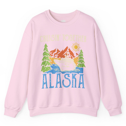 Alaska Cruise Adventure Nature Landscape Retro Family Shirt — Sweatshirt Sweatshirt – Light Pink – Alaska Cruise Shirts