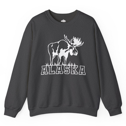 Alaska Moose Silhouette Shirt Sweatshirt – Dark Heather – Alaska Cruise Shirts