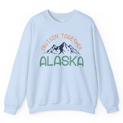 Cruisin Together Alaska Mountain Adventure Cruise Graphic Shirt — Sweatshirt Sweatshirt – Light Blue – Alaska Cruise Shirts
