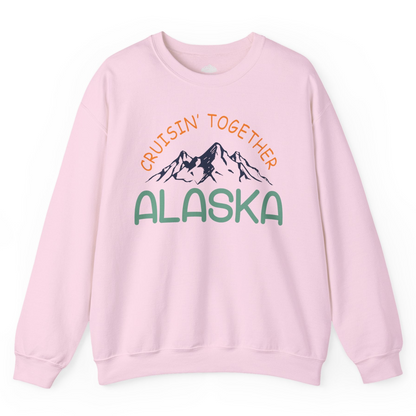 Cruisin Together Alaska Mountain Adventure Cruise Graphic Shirt — Sweatshirt Sweatshirt – Light Pink – Alaska Cruise Shirts