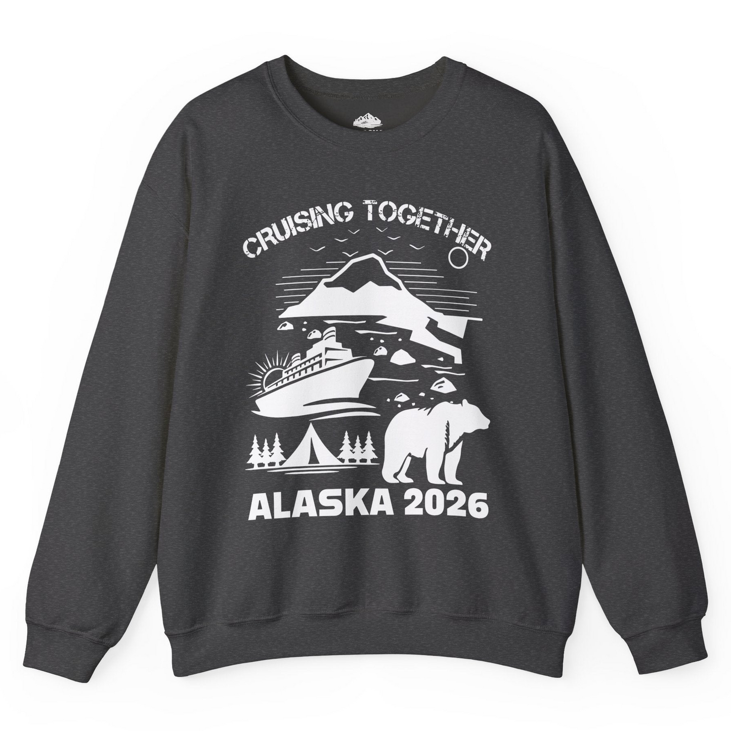 Alaska Cruise 2026 Family Adventure Bear Mountain Nature Shirt — Sweatshirt Sweatshirt – Dark Heather – Alaska Cruise Shirts