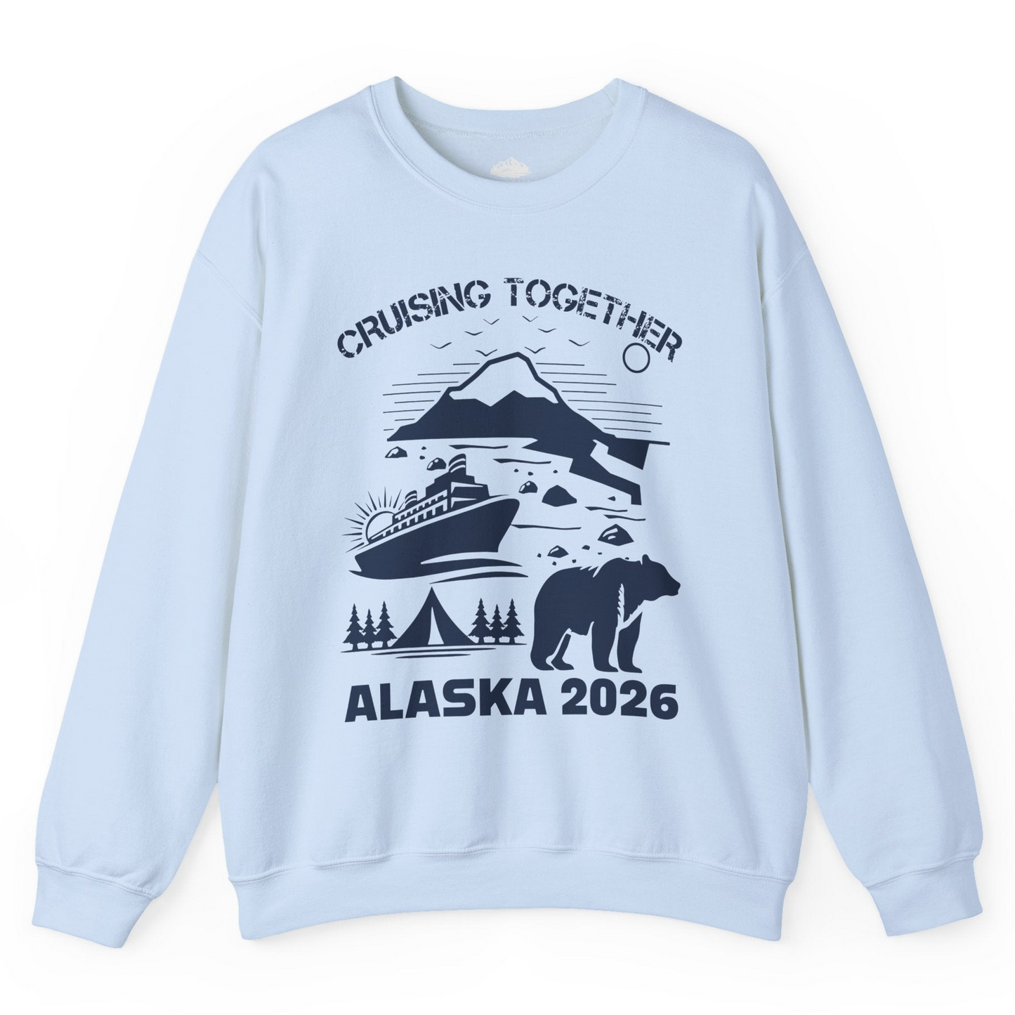 Alaska Cruise 2026 Family Adventure Bear Mountain Nature Shirt — Sweatshirt Sweatshirt – Light Blue – Alaska Cruise Shirts
