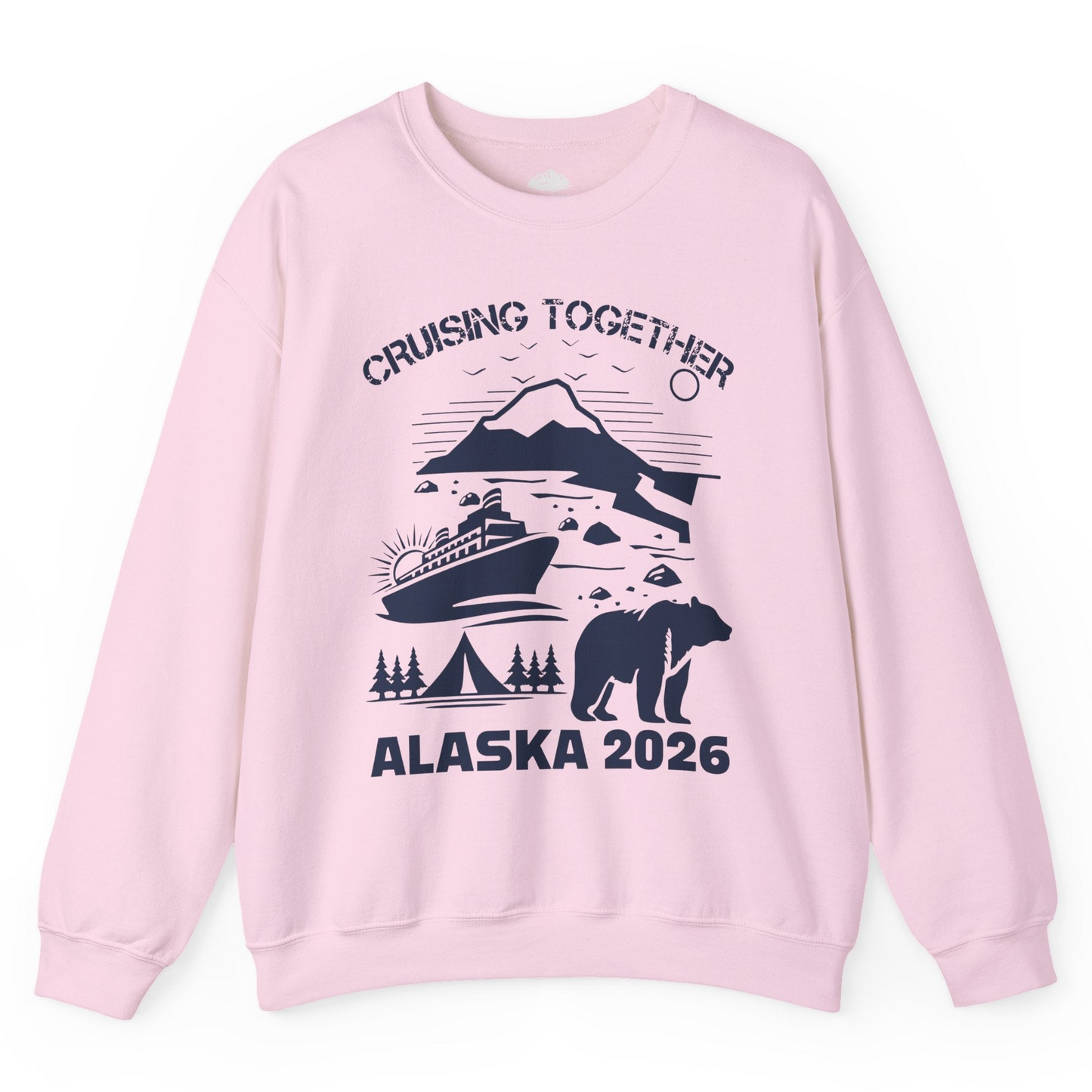 Alaska Cruise 2026 Family Adventure Bear Mountain Nature Shirt — Sweatshirt Sweatshirt – Light Pink – Alaska Cruise Shirts