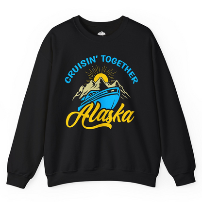 Alaska Cruise Adventure Mountains Sunrise Retro Shirt for Travelers — Sweatshirt Sweatshirt – Black – Alaska Cruise Shirts