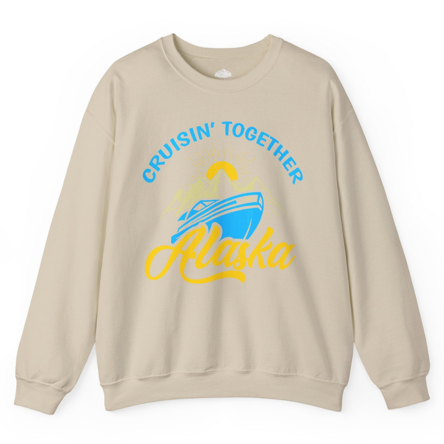 Alaska Cruise Adventure Mountains Sunrise Retro Shirt for Travelers — Sweatshirt Sweatshirt – Sand – Alaska Cruise Shirts