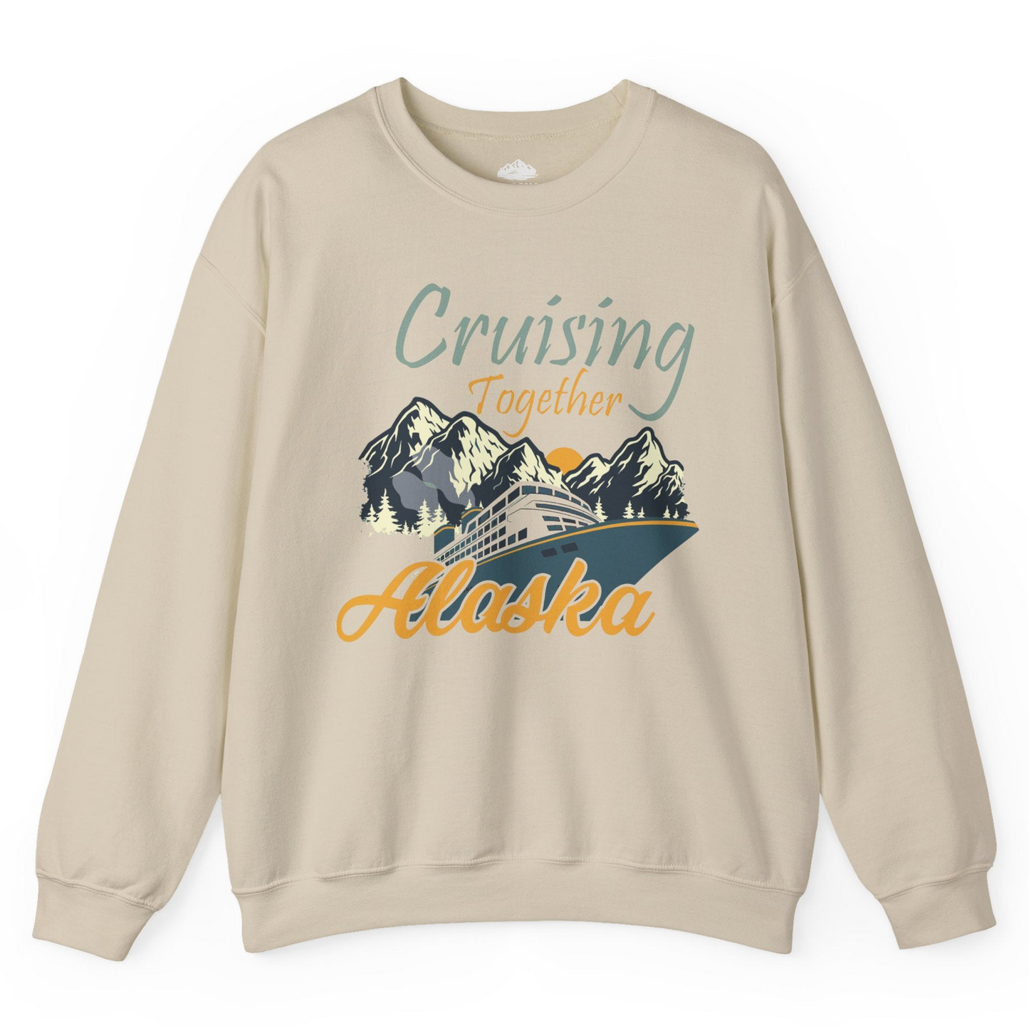 Cruising Together Alaska Mountains Family Alaska Cruise Adventure Shirt — Sweatshirt Sweatshirt – Sand – Alaska Cruise Shirts