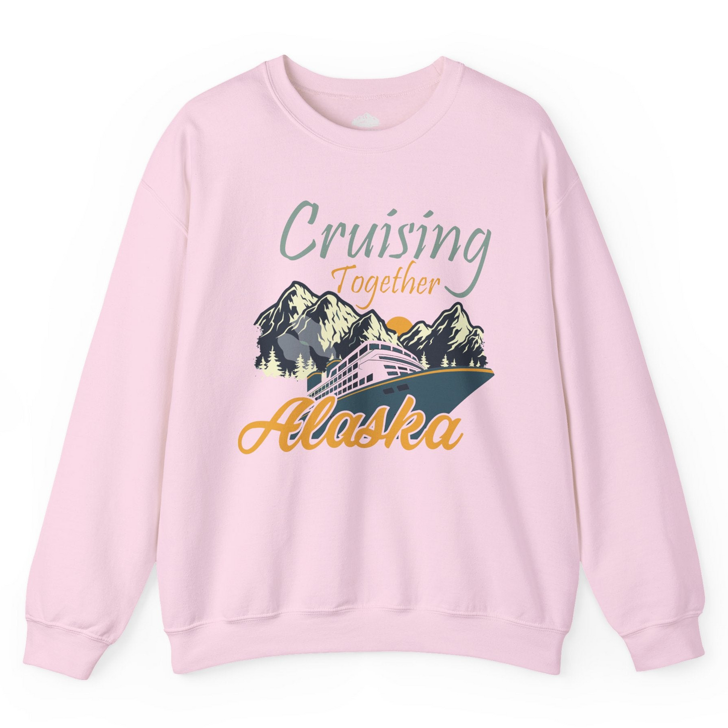 Cruising Together Alaska Mountains Family Alaska Cruise Adventure Shirt — Sweatshirt Sweatshirt – Light Pink – Alaska Cruise Shirts