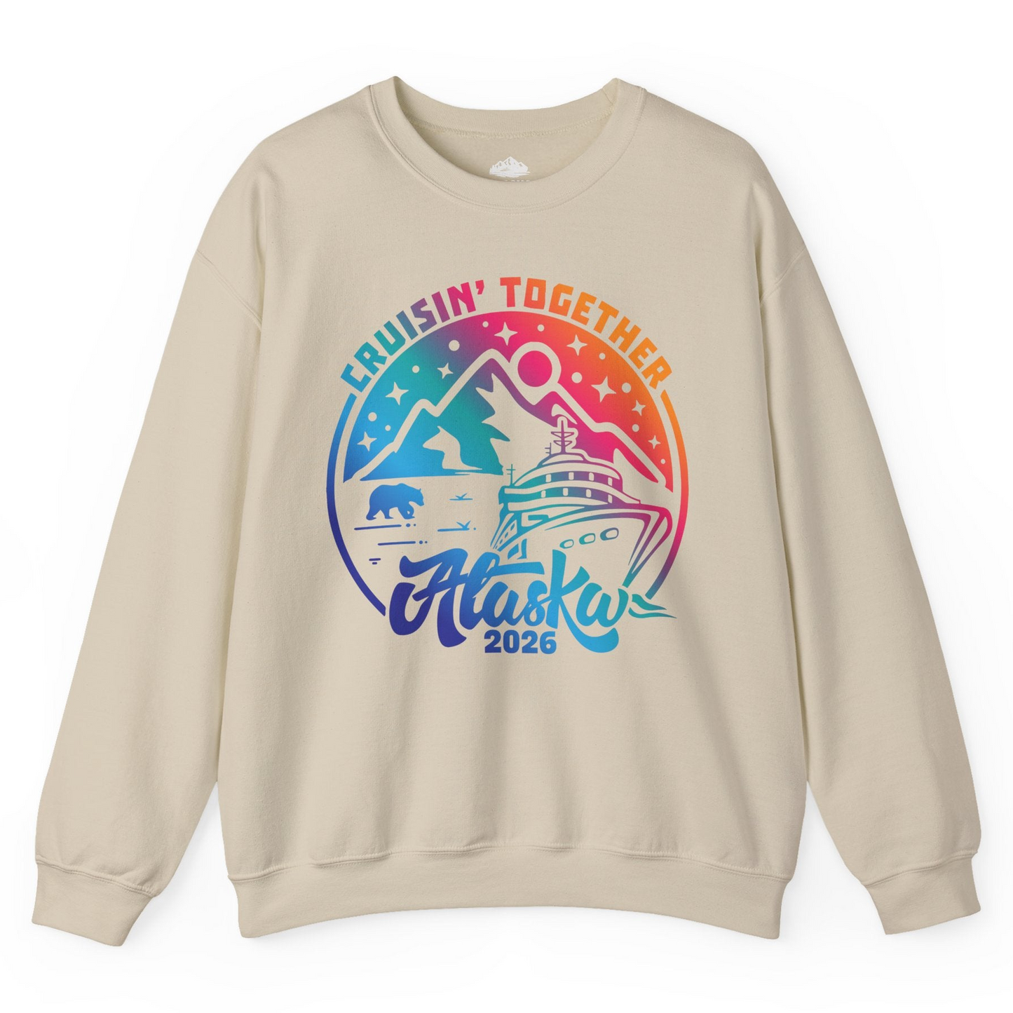 Alaska Cruise Adventure Mountains Wildlife Retro Family Group Shirt 2026 — Sweatshirt Sweatshirt – Sand – Alaska Cruise Shirts