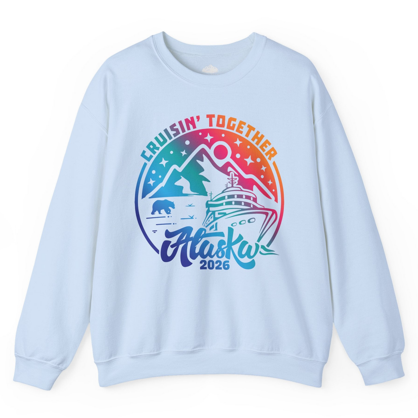 Alaska Cruise Adventure Mountains Wildlife Retro Family Group Shirt 2026 — Sweatshirt Sweatshirt – Light Blue – Alaska Cruise Shirts