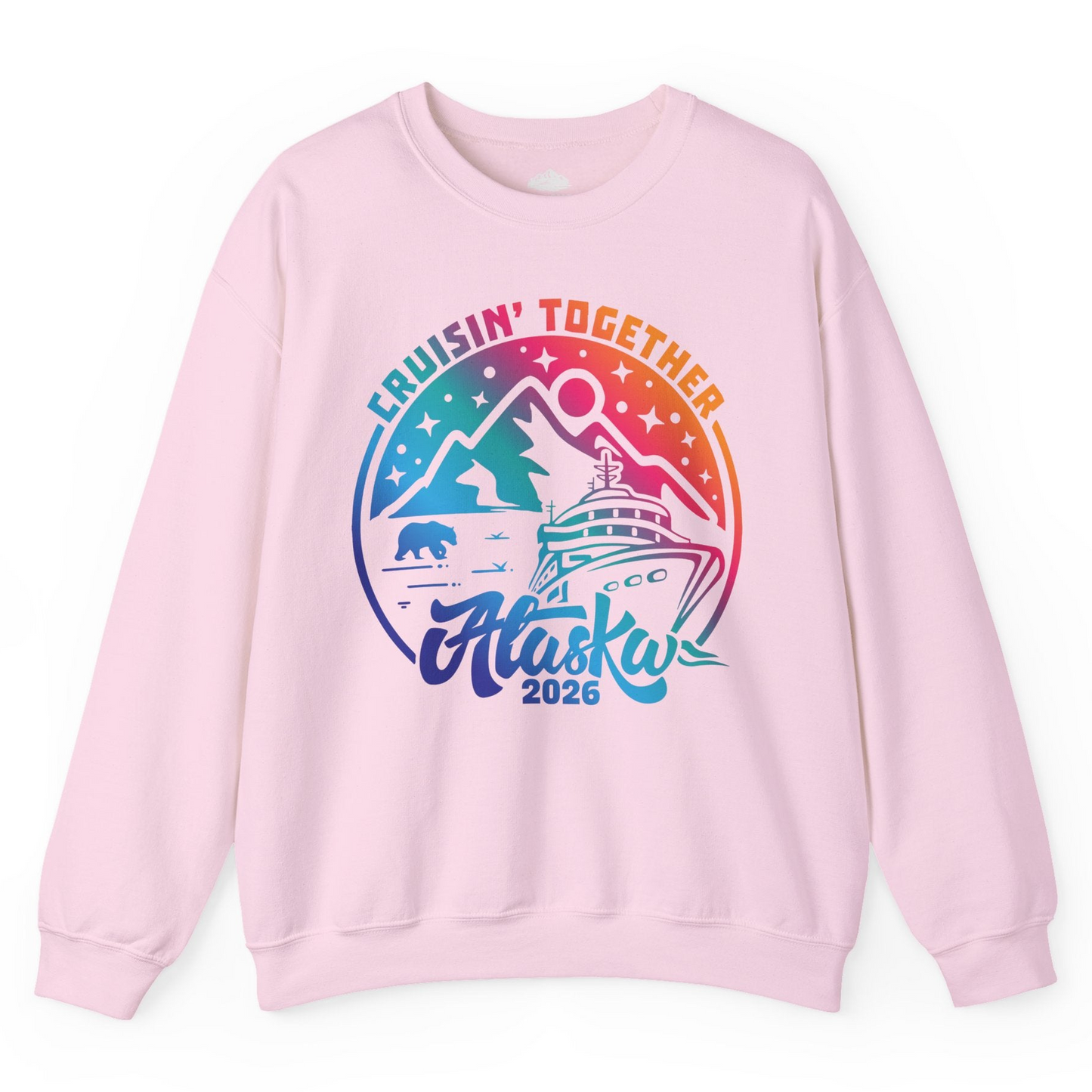 Alaska Cruise Adventure Mountains Wildlife Retro Family Group Shirt 2026 — Sweatshirt Sweatshirt – Light Pink – Alaska Cruise Shirts