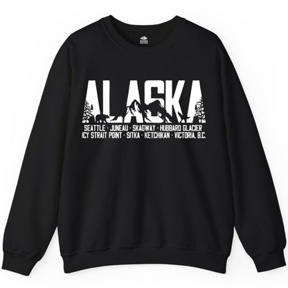 Alaska Cruise Silhouette Wildlife Destinations Shirt Seattle Juneau — Sweatshirt Sweatshirt – Black – Alaska Cruise Shirts