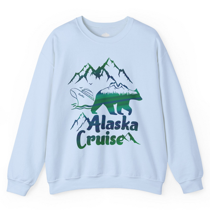Alaska Cruise Bear Mountains Silhouette Shirt Sweatshirt – Light Blue – Alaska Cruise Shirts